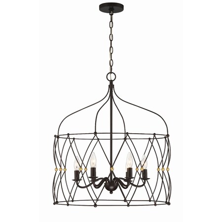 Crystorama Zucca 6 Light English Bronze & Antique Gold Lantern ZUC-A9035-EB-GA